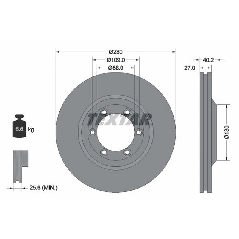 Textar 2 x Vented Front Brake Discs 92174803-x2