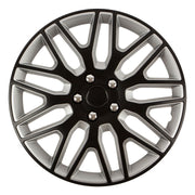Dakar NC Black/Silver 15" Alloy Look Multi-Spoke Wheel Trims Hub Caps Covers Verscao  - Dynamic Drive