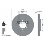 Textar 2 x Vented Front Brake Discs 92136503
