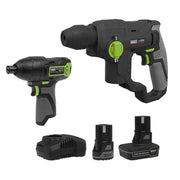 2 x SV10.8 Series Cordless Rotary Hammer Drill & Impact Driver Kit 10.8V 2 Sealey - Dynamic Drive