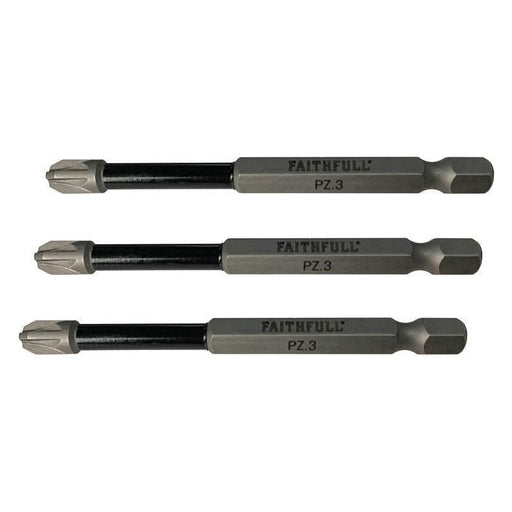 Faithfull Pozidriv Impact Screwdriver Bits PZ3 x 75mm (Pack 3) Faithfull - Dynamic Drive