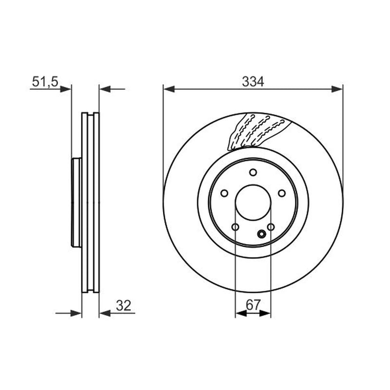 Bosch 2 x Brake Discs fits Mercedes-Benz Sl 1998-2001 129.059 129.064 129.068