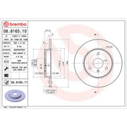 Brembo 2 x Solid Front Brake Discs 08.8163.11-x2