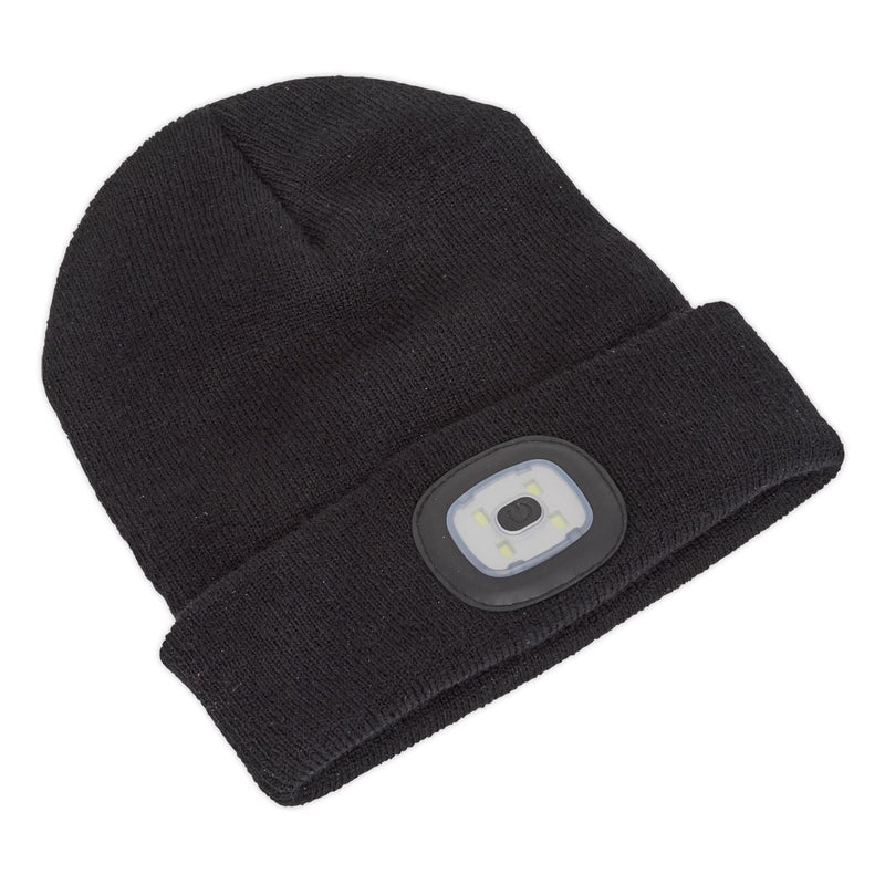 Sealey Beanie Hat 4 SMD LED USB Rechargeable LED185 Sealey - Dynamic Drive