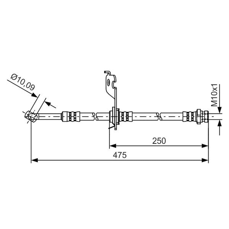 Bosch Brake Hydraulic Hose Line Rear Right fits Kia Picanto I 2004-2011 1.0 1.1