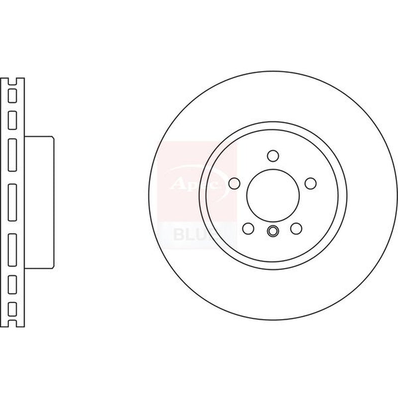 Apec 2 x Vented Brake Discs fits BMW 5 2009-2017