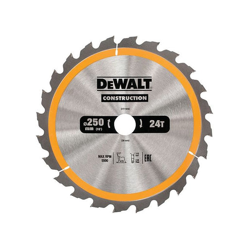 Dewalt Power Tools Stationary Construction Circular Saw Blade 250 x 30mm x 24T DeWALT Power Tools - Dynamic Drive