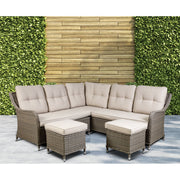 Dellonda Chester Rattan Wicker Outdoor 5-Seater Corner Sofa Set 4pc Dellonda - Dynamic Drive