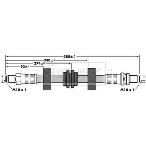 Borg & Beck Brake Hydraulic Hose Line Rear Right BBH6597