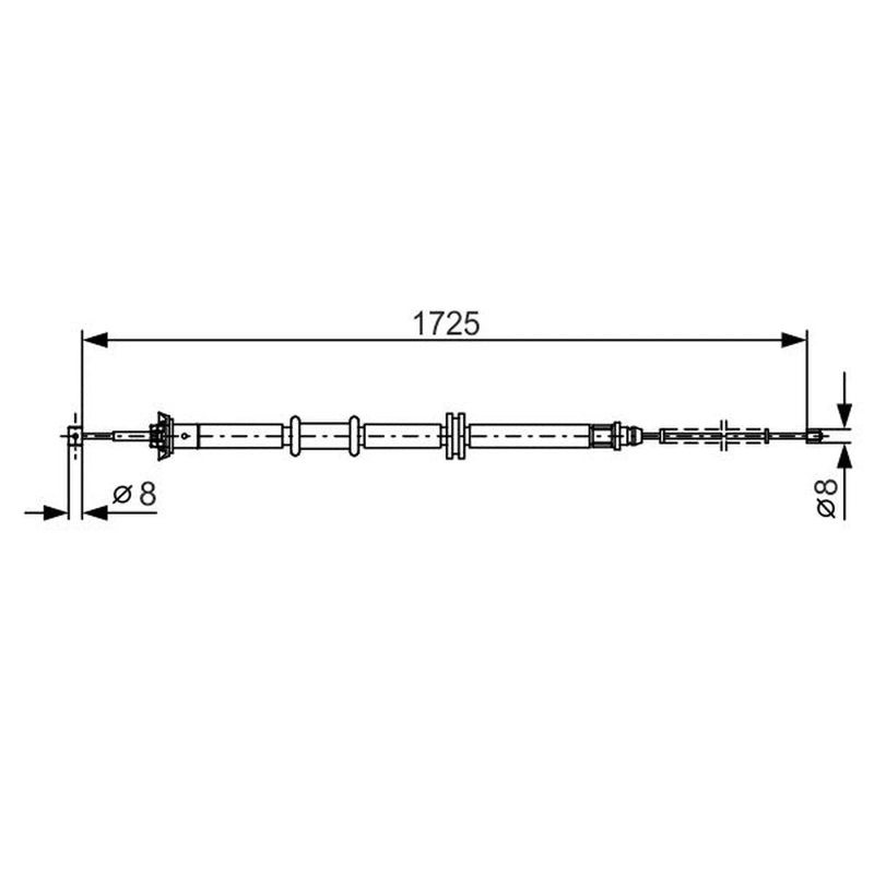 Bosch Handbrake Cable Right Rear fits Fiat Linea 2007 on 1.3 1.4