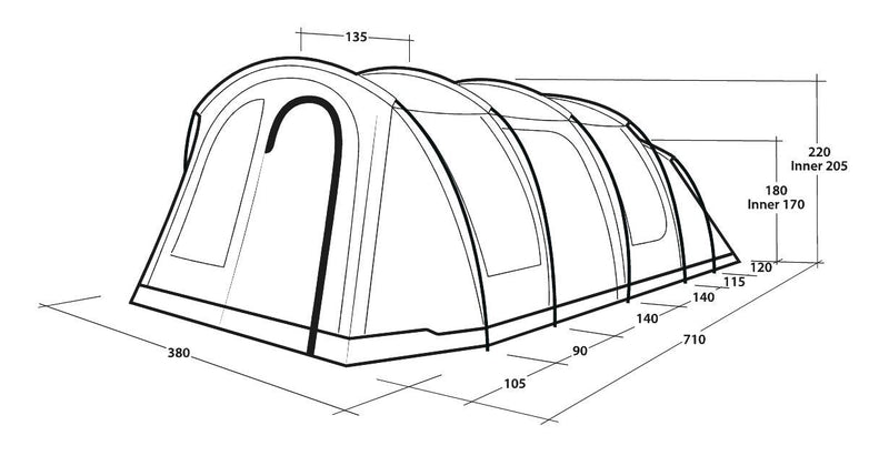 Outwell Phoenix 6+2 Pole Tent Green 8 Person Outwell - Dynamic Drive