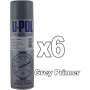 6 x U-Pol Power Can GREY PRIMER Paint 500ml Car Spray Aerosol U-Pol - Dynamic Drive
