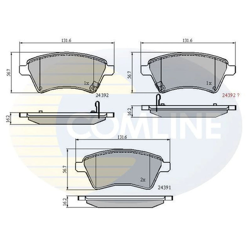 Comline 4 x Front Brake Pad Set fits Fiat Sedici 2006-2014 1.6 1.9 2.0