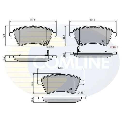 Comline 4 x Front Brake Pad Set fits Fiat Sedici 2006-2014 1.6 1.9 2.0