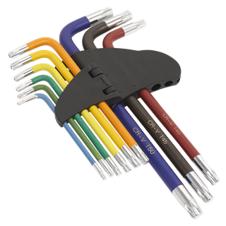 Sealey Twin Pack Long Ball-End Allen Hex Key & Torx Trx Star Multi-coloured Set Sealey  - Dynamic Drive