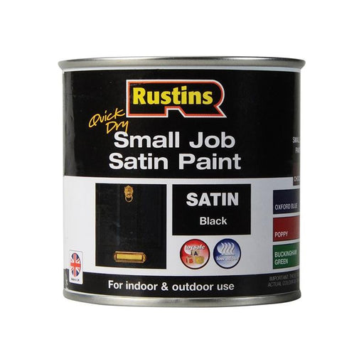 Rustins Quick Dry Small Job Satin Paint Black 250ml Rustins - Dynamic Drive