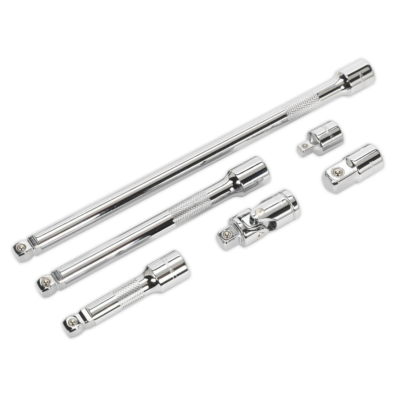 Sealey Wobble/Rigid Extension Bar Adaptor & Universal Joint Set 6pc 3/8"Sq Drive Sealey - Dynamic Drive