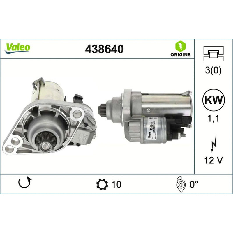 Valeo Starter Motor 12V 1.1kW 10 Teeth 438640