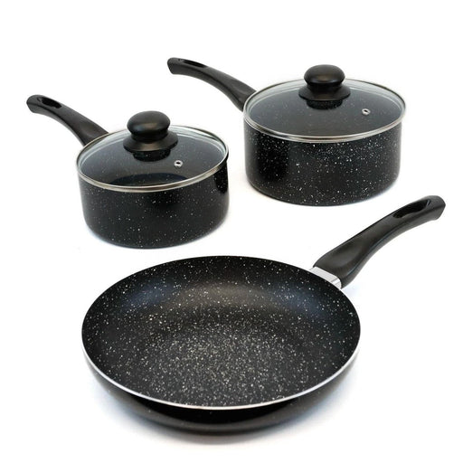 Leisurewize 3 Piece Induction Pan Set Black Marble Caravan Motorhome LW701 - Main Product Image | UK Camping and Leisure