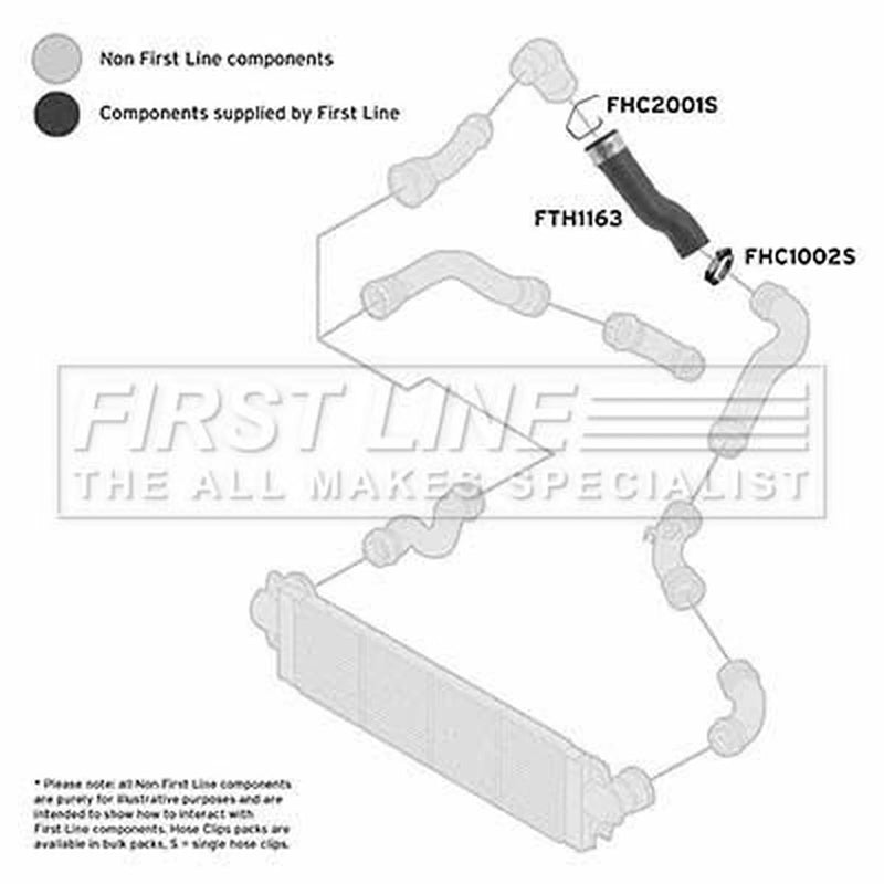 First Line Intercooler Turbo Charge Air Hose fits VW Multivan 2003-2009 2.5