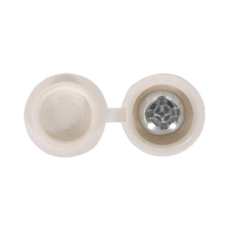 Sealey Numberplate Screw with Flip Cap 4.2 x 19mm White Pack of 50 NPW50 Sealey - Dynamic Drive