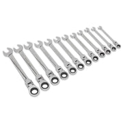 Seigen by Sealey Flexible Head Ratchet Combination Spanner Set 12pc Metric S0635 Seigen by Sealey  - Dynamic Drive