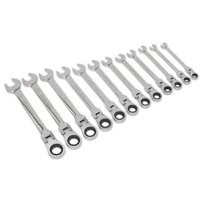 Seigen by Sealey Flexible Head Ratchet Combination Spanner Set 12pc Metric S0635 Seigen by Sealey  - Dynamic Drive