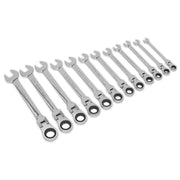 Sealey Flexible Head Ratchet Combination Spanner Set 12pc Metric S0635 Siegen by Sealey - Dynamic Drive