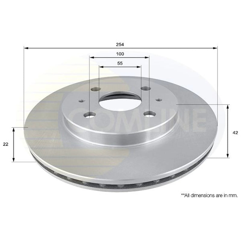 Comline 2 x Vented Front Brake Discs ADC0618V-x2