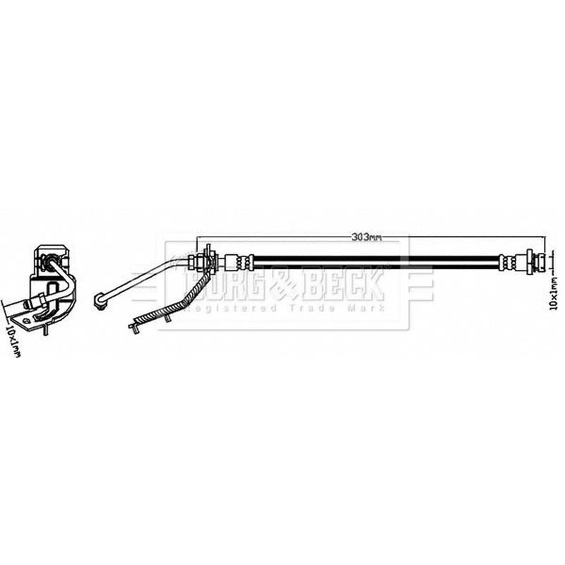 Borg & Beck Brake Hydraulic Hose Line Rear BBH8287