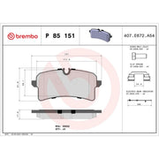 Brembo 4 x Rear Brake Pad Set fits Audi A4 B9 2016 on