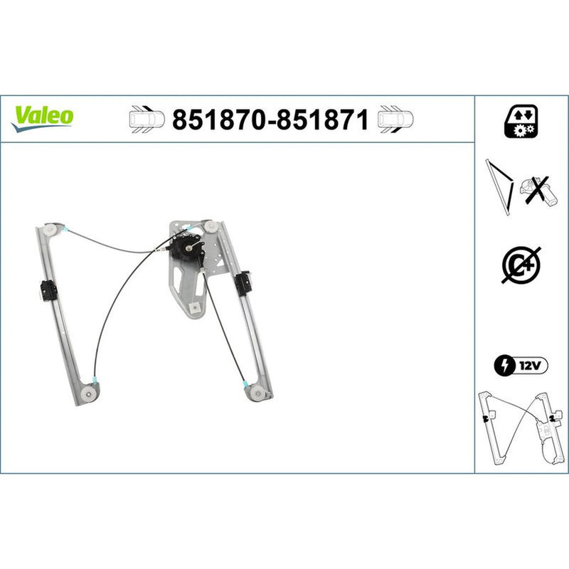 Valeo Electric Window Regulator Lifter Left Front 851870