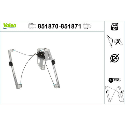Valeo Electric Window Regulator Lifter Left Front 851870