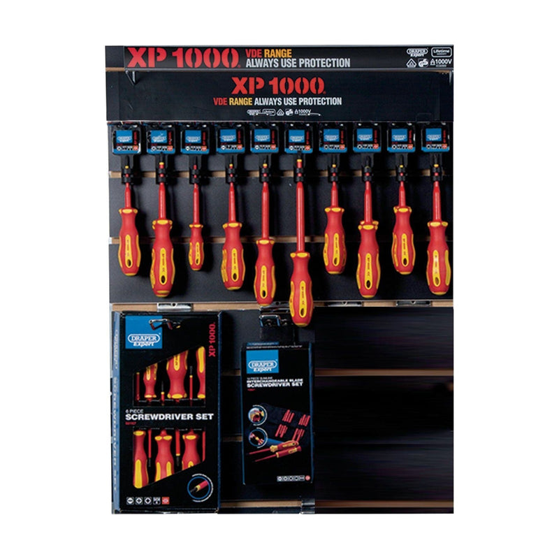Draper XP1000 VDE Screwdriver Profile for Slat Wall and Toolbar (34 Piece) Draper - Town Tools