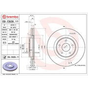 Brembo 2 x Internally Vented Front Brake Discs 09.C928.11-x2