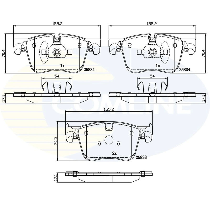 Comline 4 x Front Brake Pad Set fits Citroën Berlingo 2018-2019 1.2 1.5