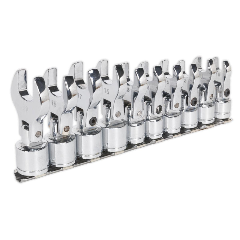 Seigen by Sealey Flexible Crow's Foot Open End Spanner Set 10pc 3/8"Sq Dr MM Seigen by Sealey  - Dynamic Drive