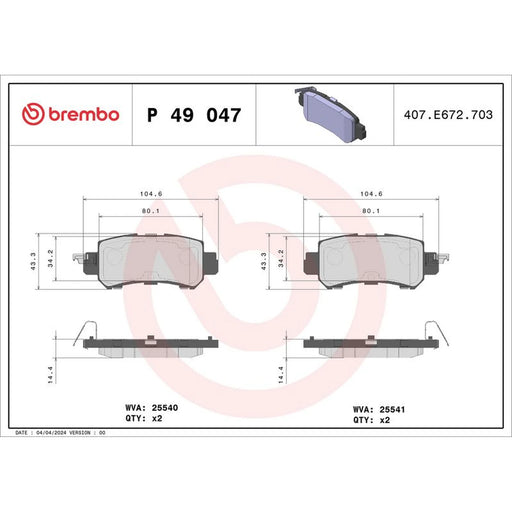 Brembo Rear Brake Solid Discs & Pads fits Mazda CX-3 2018 on 2.0