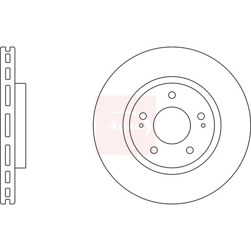 Apec 2 x Vented Brake Discs fits Mitsubishi Grandis 2004-2011 2.0 2.4