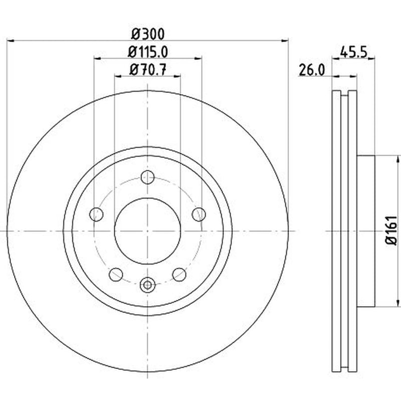 Mintex 2 x Vented Front Brake Discs MDC2133-x2