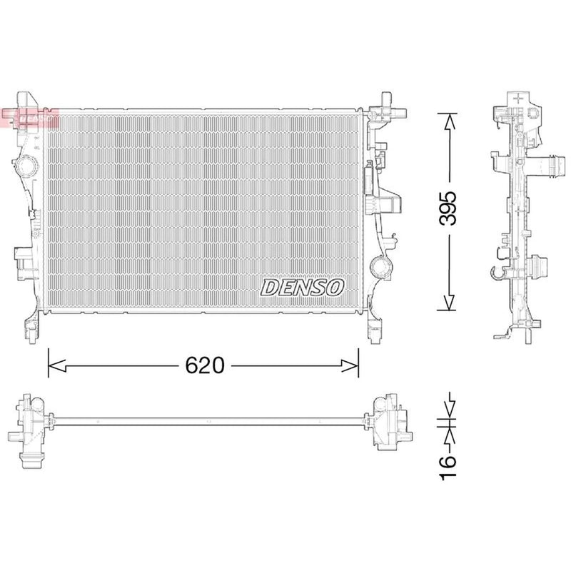 Denso Engine Radiator fits Fiat 500X 2014-2018 1.3 1.4 1.6