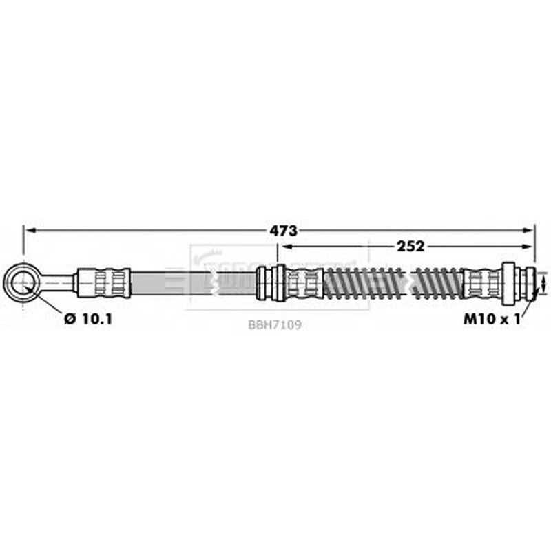 Borg & Beck Brake Hydraulic Hose Line Front Right BBH7109
