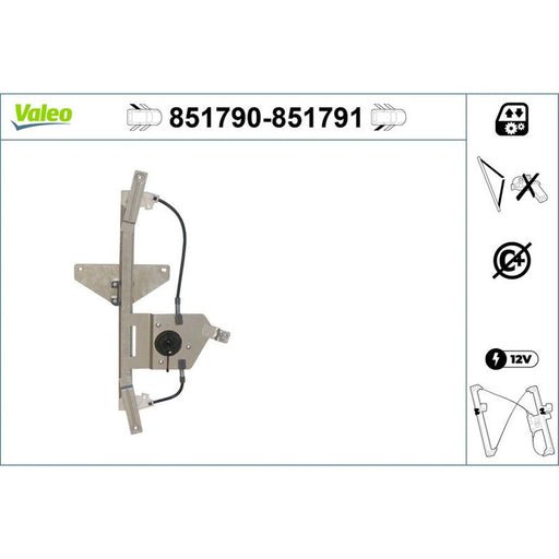 Valeo Electric Window Regulator Lifter Right Rear 851791