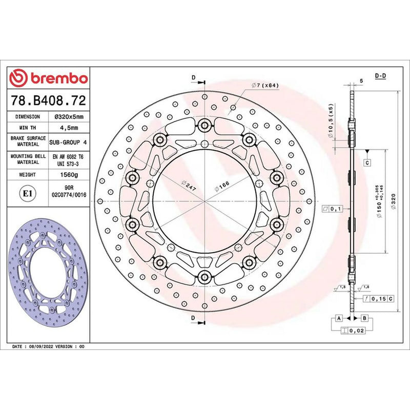 Brembo Front Brake Floating Brake Disc Discs & Pads fits Triumph Speed 2005-2011