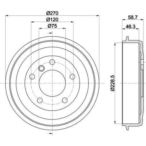 Mintex Brake Drum Assembly Rear fits BMW 3 1990-1998