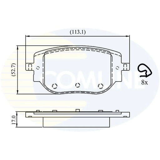 Comline 4 x Rear Brake Pad Set fits Citroën Dispatch III 2016-2025 2.0