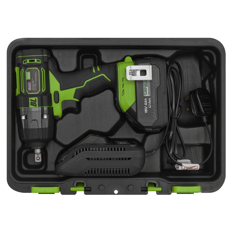 Sealey 1/2"Sq Drive Hi-Vis Cordless Brushless Impact Wrench 18V 4Ah CP650LIHV Sealey - Dynamic Drive
