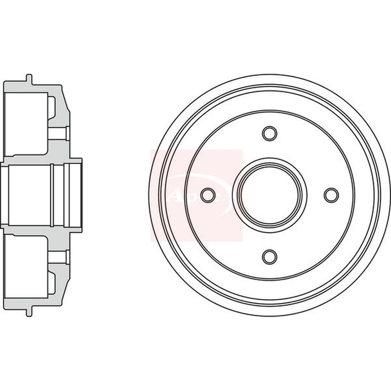 Apec Brake Drum Assembly Rear fits Citroën Xsara 1997-2005 1.4 1.6 1.8 1.9