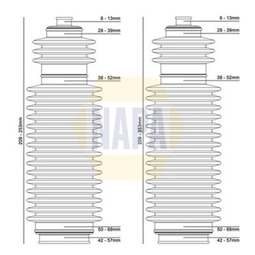 NAPA Steering Bellow Kit Front fits Abarth 500 / 595 / 695 2008 on 1.4