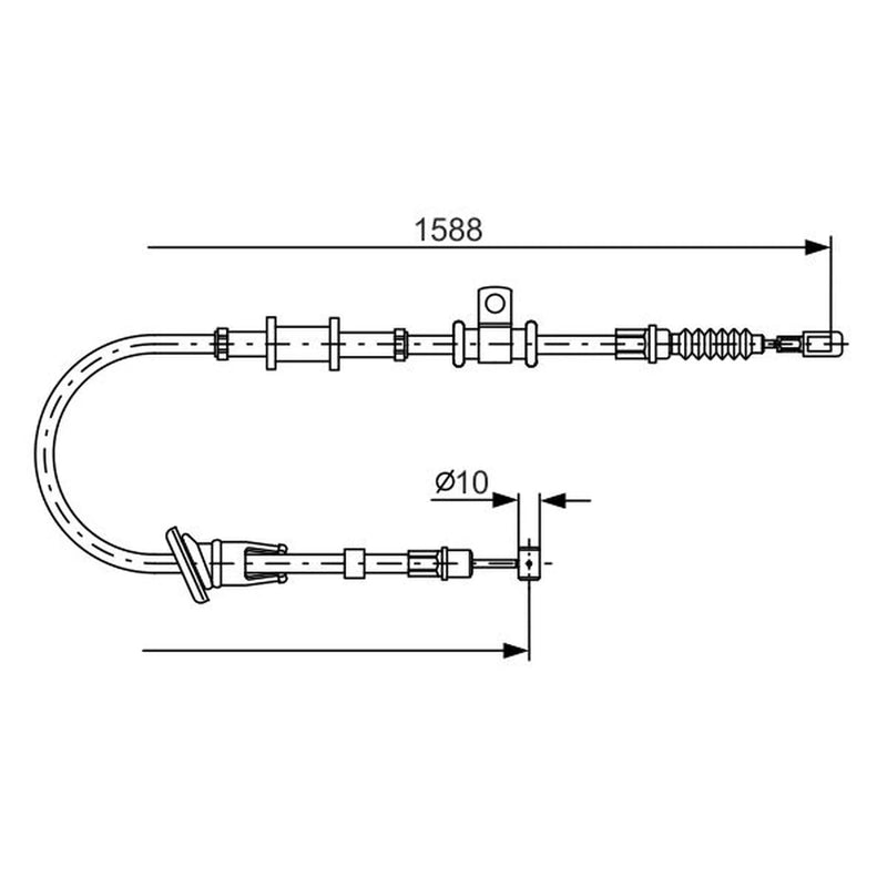 Bosch Handbrake Cable Right Rear fits Mitsubishi Carisma 1995-2006